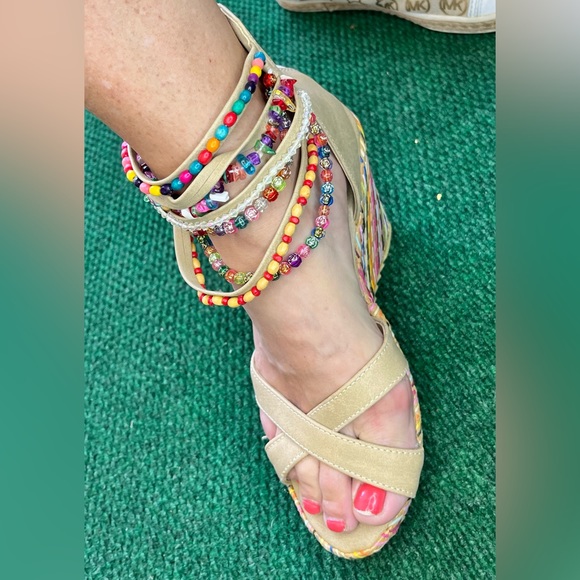 Sold…Get More Beauty Wedge Beaded Wedge Heels - Picture 12 of 13